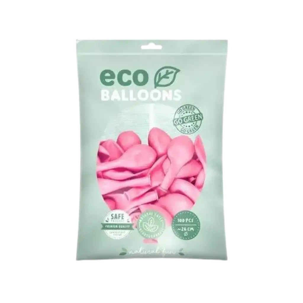 Lot von 100 hellrosa biologisch abbaubaren Luftballons