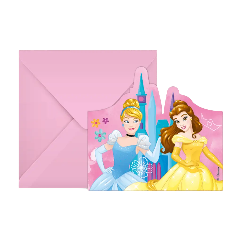 Disney Princesses Einladungskarte & Umschlag - 6er-Set