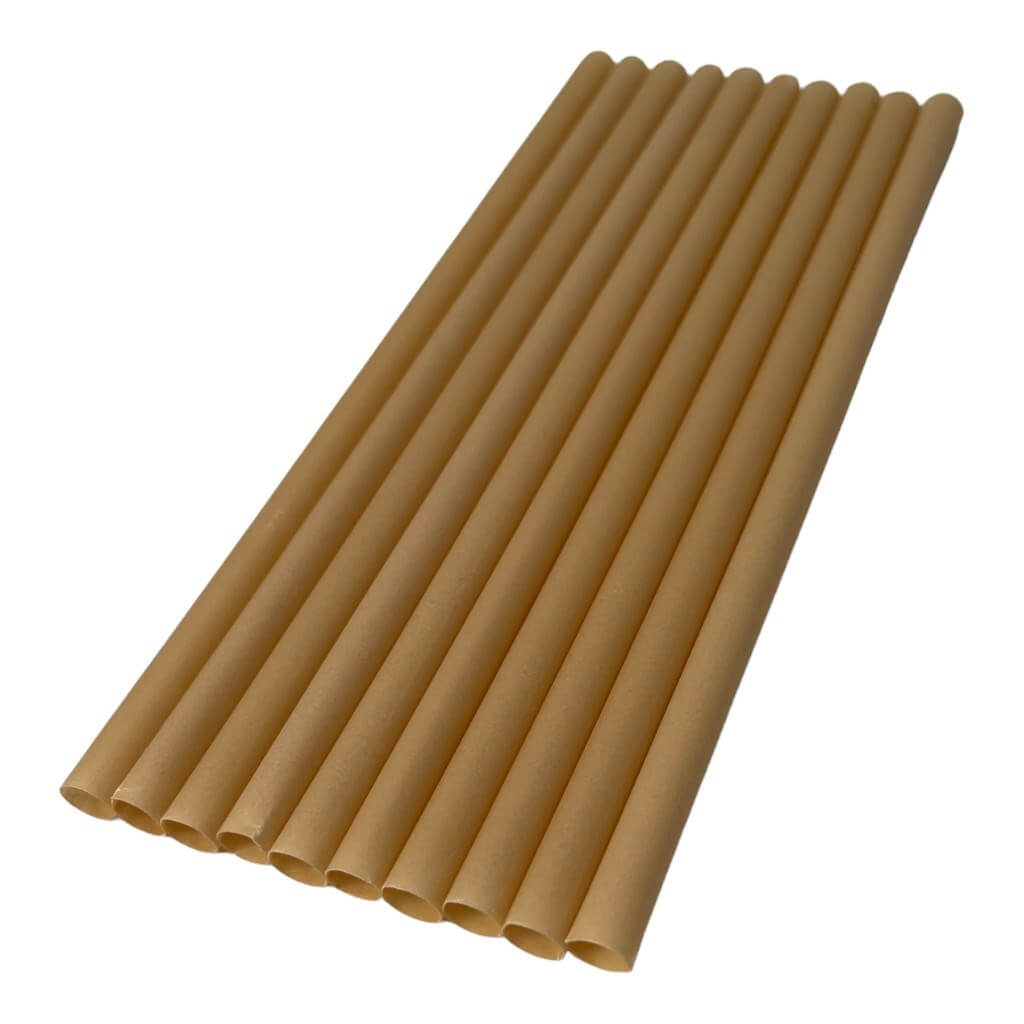 Biologisch abbaubarer Strohhalm aus Pflanzenfaser (125er Pack) - 8x200mm